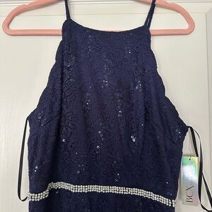 BCX Navy Blue Sequin Formal Dress